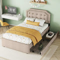 Lit Plat 90x200 cm: avec tiroirs, 90 × 200 cm, beige