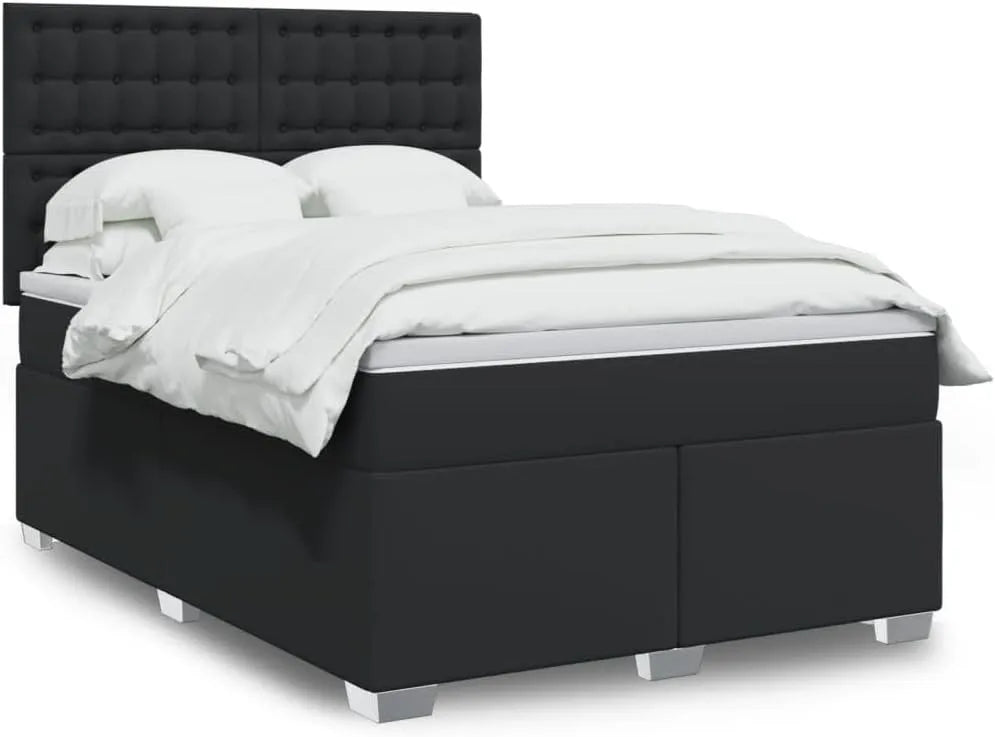 Sommier à Lattes avec Matelas 140x200 cm Noir Similicuir: RGB, en cuir PU, éclairage RGB, réglable, affichage LED, 140 × 200 cm