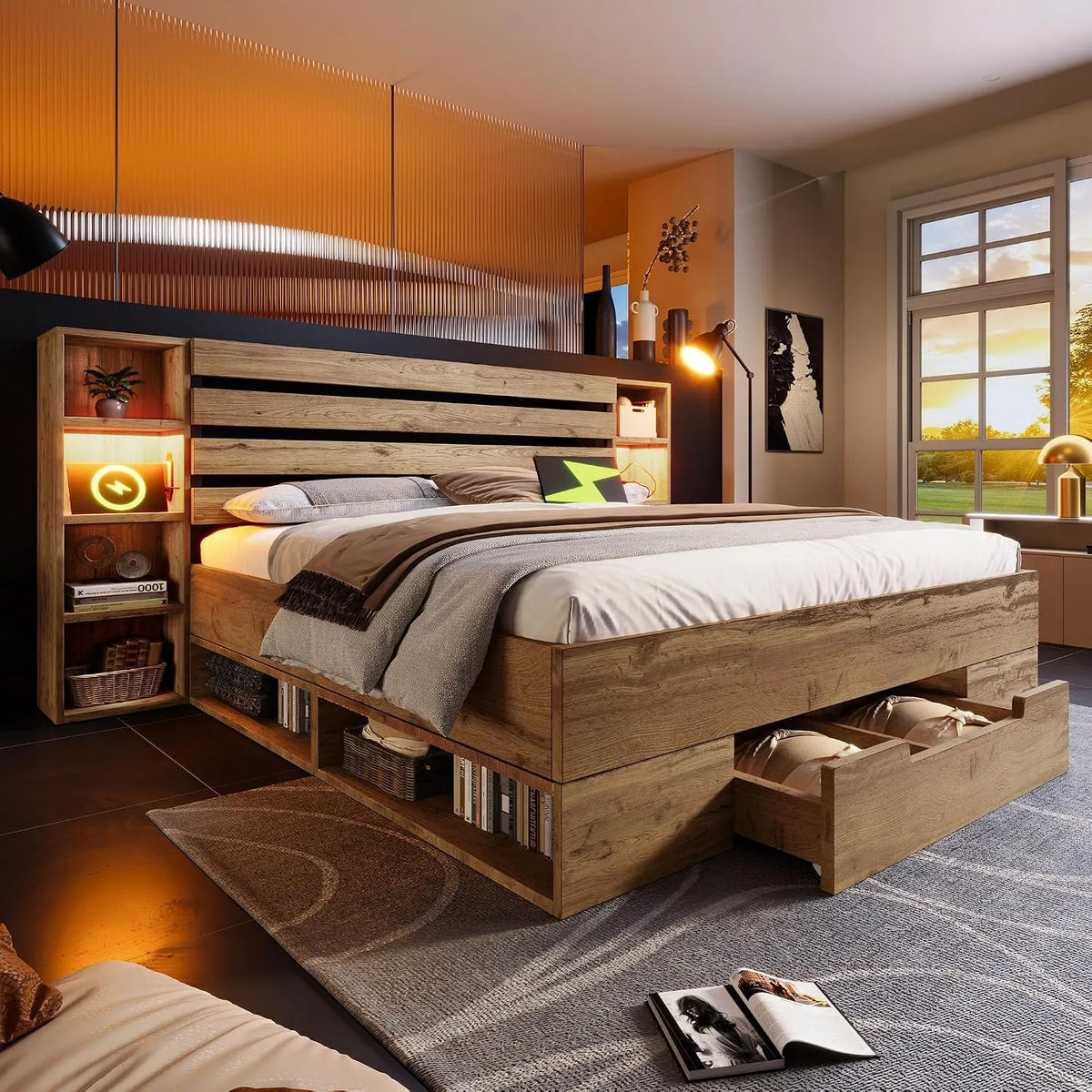 Banc et banquette d'intérieur — USB-C, en métal, en bois, avec rangement, avec port USB