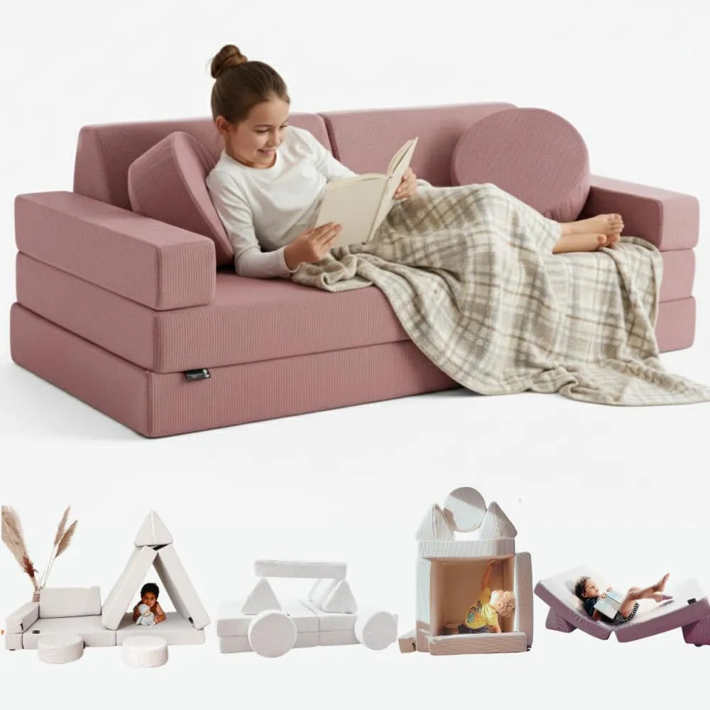Canapé — pour enfant, convertible, avec chauffage, 2 Places, rose, revêtement en tissu