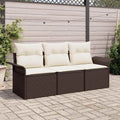 Canapé de jardin et sofa lounge extérieur – avec rangement, avec coussins, réglable, 3 pièces, marron, en résine tressée