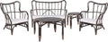 Salon de jardin et ensemble lounge — avec coussins, beige, en résine tressée