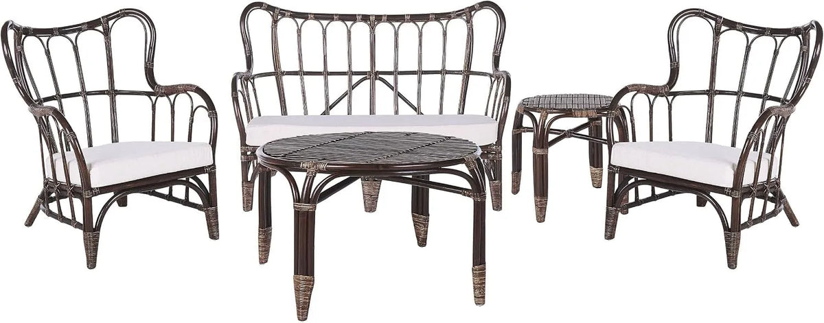 Salon de jardin et ensemble lounge — avec coussins, beige, en résine tressée