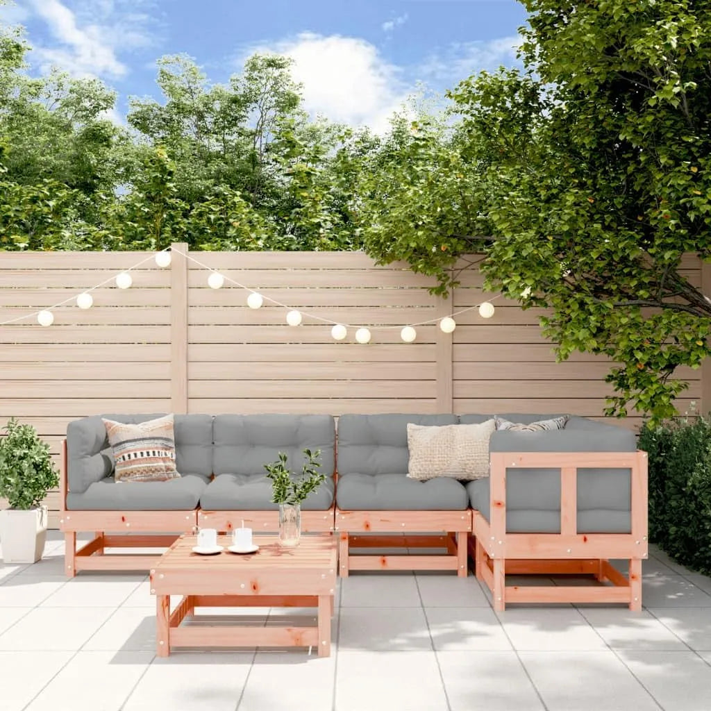 Salon de jardin et ensemble lounge – en bois, 6 pièces, en bois massif