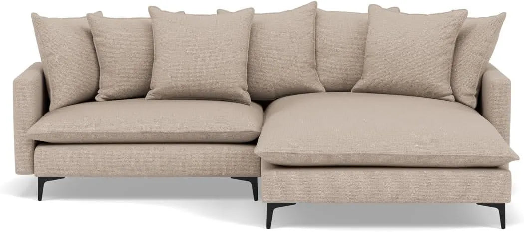 Canapé d'angle et canapé panoramique — réversible, revêtement en tissu, 4 Places, beige