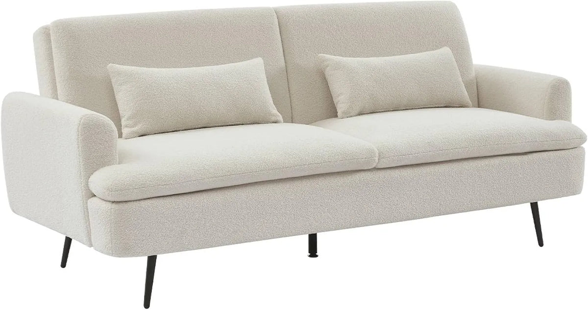Canapé – P111, en métal, revêtement en tissu, convertible, revêtement bouclé, 3 Places