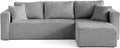 Canapé d'angle et canapé panoramique – réversible, 4 Places, gris, revêtement en velours