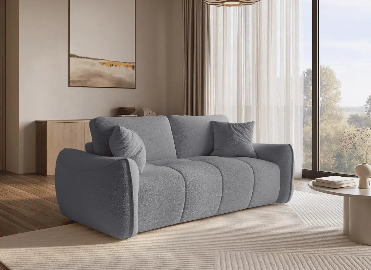 Canapé — revêtement en tissu, revêtement bouclé, 3 Places, gris