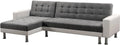 Canapé d'angle et canapé panoramique – réversible, revêtement en tissu, convertible, 4 Places, gris