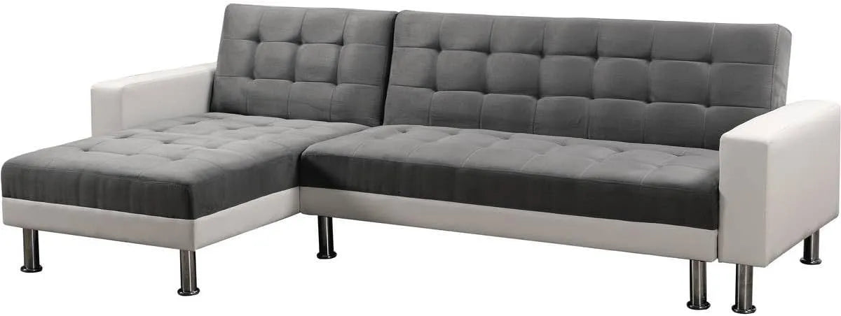 Canapé d'angle et canapé panoramique – réversible, revêtement en tissu, convertible, 4 Places, gris