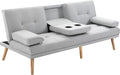 HOMCOM Lit rembourré et cadre de lit tapissé — revêtement en tissu, convertible, avec dossier, avec coussins, 3 Places, 3 Niveau ×, 2 Porte