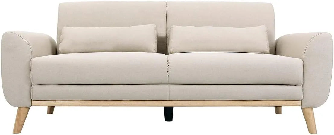Canapé: EKTOR, revêtement en tissu, en bois, 3 Places, beige