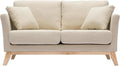 Canapé — revêtement en tissu, en bois, 2 Places, beige
