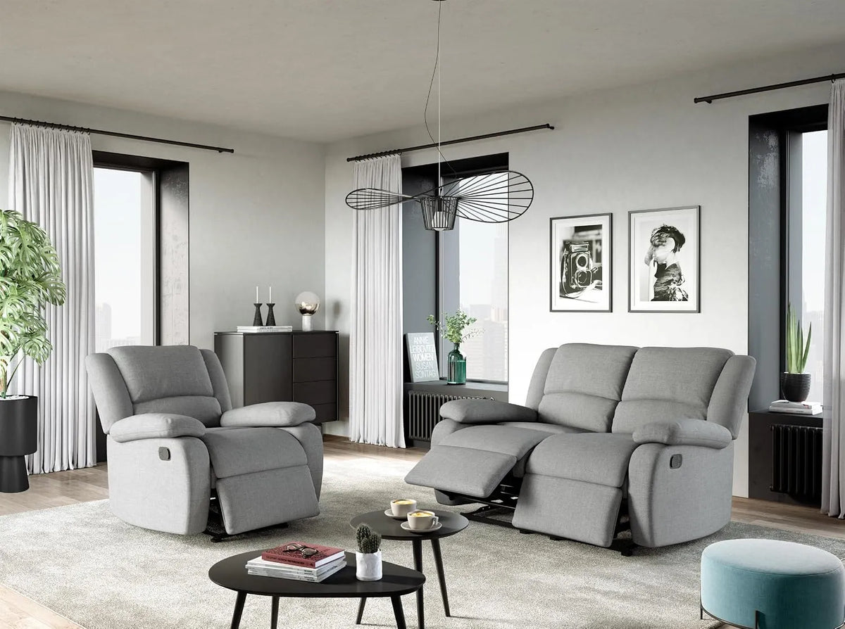 Canapé — DETENTE, revêtement en tissu, inclinaison réglable, gris