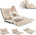 Chauffeuse 2 Personnes Pliable en Velours Glacé Dossier Réglable de — en métal, avec dossier, 150 KG, beige