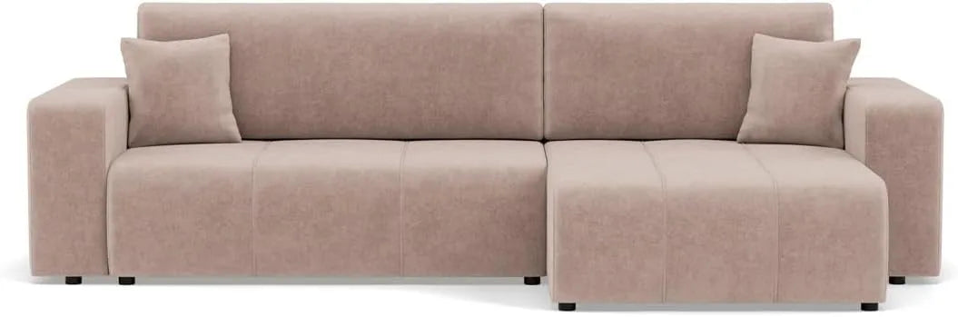Canapé d'angle et canapé panoramique — réversible, revêtement en tissu, convertible, 5 Places, beige