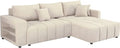 Canapé d'angle et canapé panoramique — en chenille, revêtement en tissu, convertible, 3 Places, beige