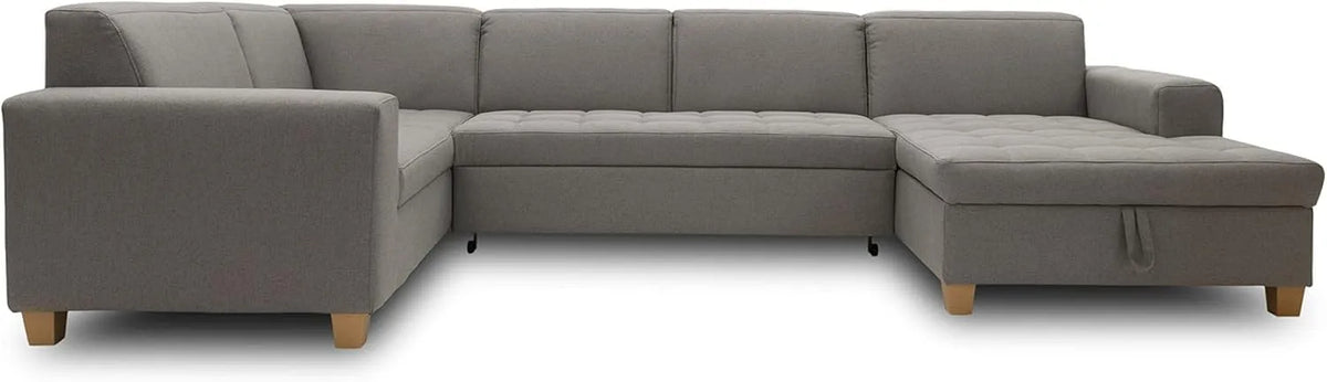 Canapé d'angle et canapé panoramique – 162 × 333 × 199 cm, gris, DOMO U 162