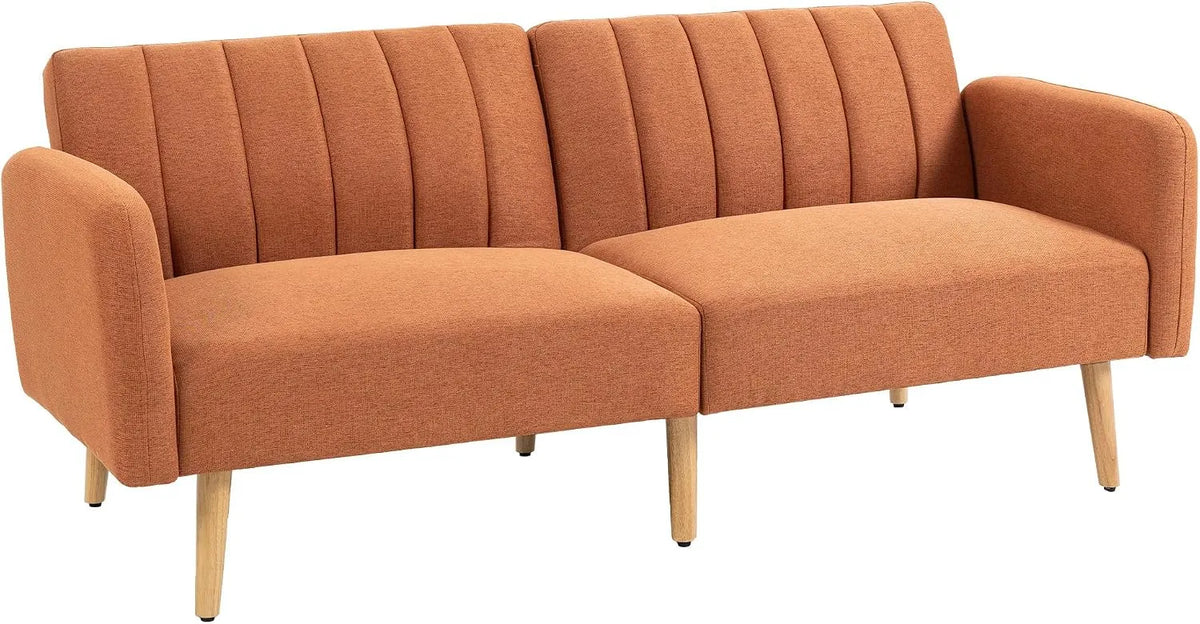 HOMCOM Canapé: revêtement en tissu, en bois, convertible, avec dossier, 2 Places, marron, inclinable