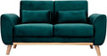 Canapé — EKTOR, revêtement en tissu, en bois, 2 Places, bleu, revêtement en velours