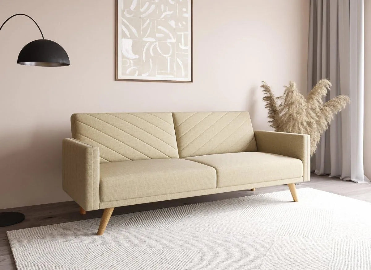 Canapé — revêtement en tissu, convertible, 3 Places, beige