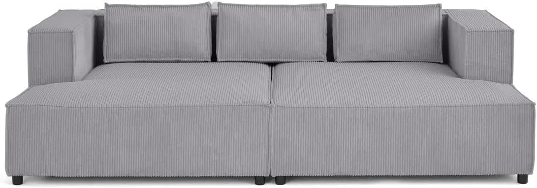 Canapé: Droit, assise profonde, en velours côtelé, 3 Places, gris