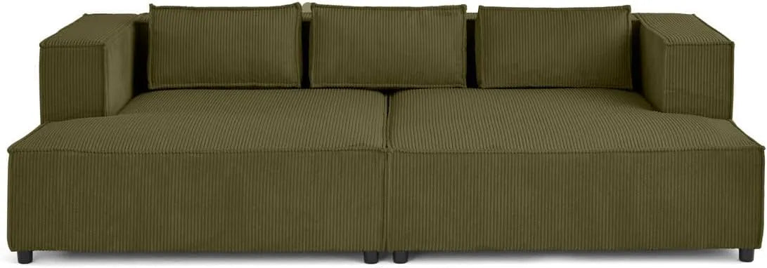 Canapé – Droit, assise profonde, en velours côtelé, 3 Places, vert