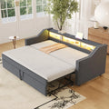 Lit rembourré et cadre de lit tapissé: avec rangement, avec port USB, 2 Places, 180 × 190 cm, gris, revêtement en tissu