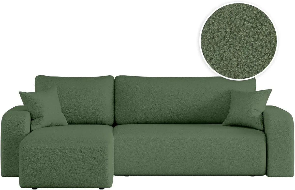 Canapé d'angle et canapé panoramique – ALYA, réversible, revêtement en tissu, convertible, revêtement bouclé, 4 Places