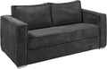 Canapé — en velours côtelé, convertible, 3 Places, 140 cm, 14 cm, anthracite, revêtement en tissu