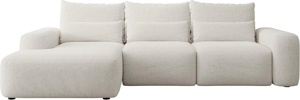 Canapé d'angle et canapé panoramique – angle gauche, en chenille, avec rangement, avec coussins, avec fonction couchage