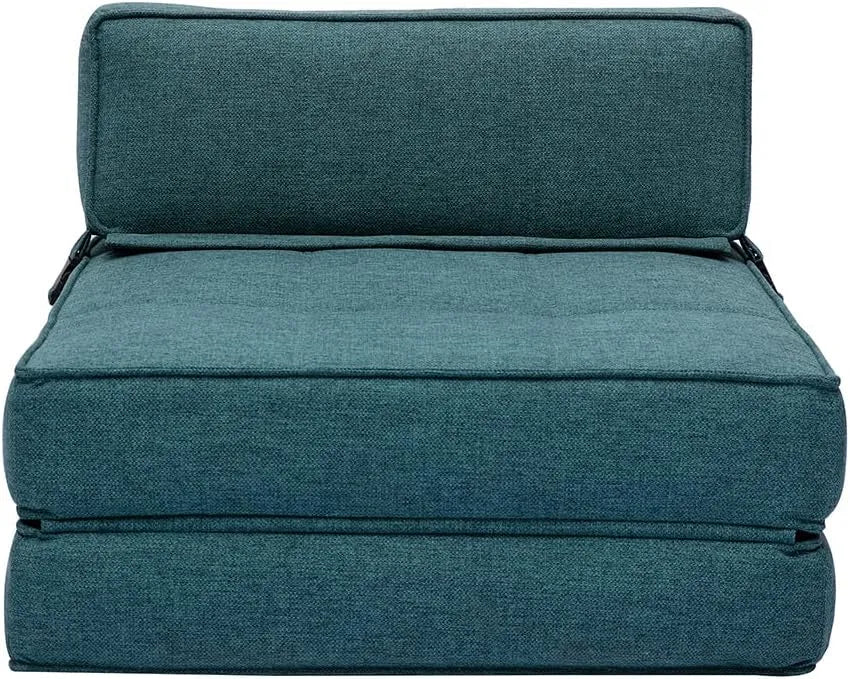 Miliboo Chauffeuse 1 Place Convertible en Tissu Bleu Canard Katy – revêtement en tissu, avec chauffage