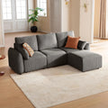 Canapé d'angle et canapé panoramique — modulaire, en velours côtelé, en bois, convertible, 3 Places, 254 cm, gris