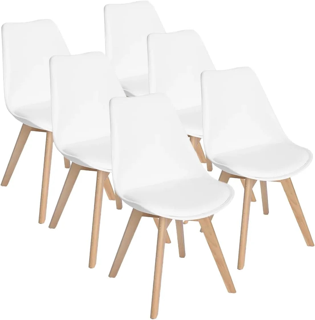 Chaise: en bois, Lot de 6, 48.5cm, 42cm, 81cm, blanc