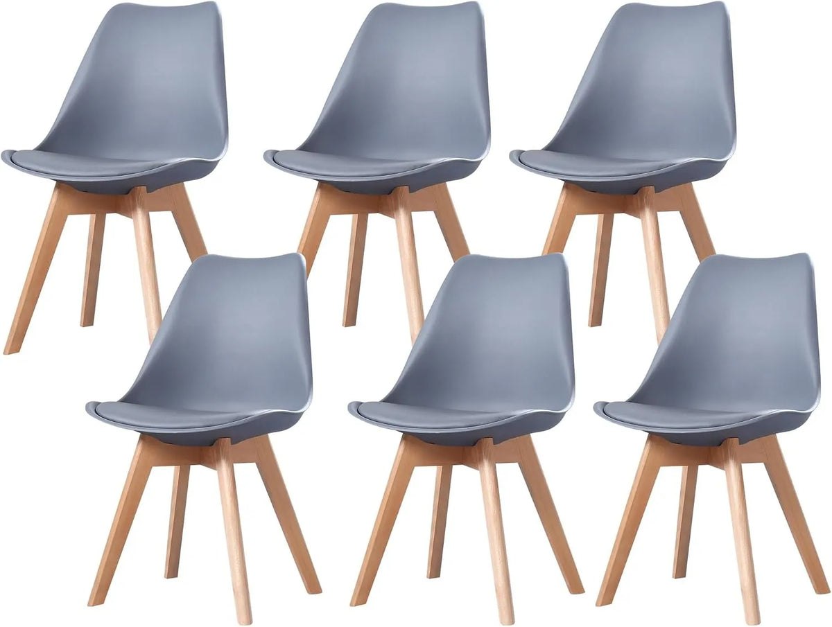 Chaise: ROJO, en bois, Lot de 6, gris