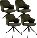 Chaise — en métal, revêtement en tissu, Ensemble de 4, vert