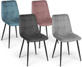 Chaise — Lot de 4, gris, revêtement en velours