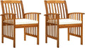 Chaise: en bois, avec coussins, Lot de 2, en bois massif