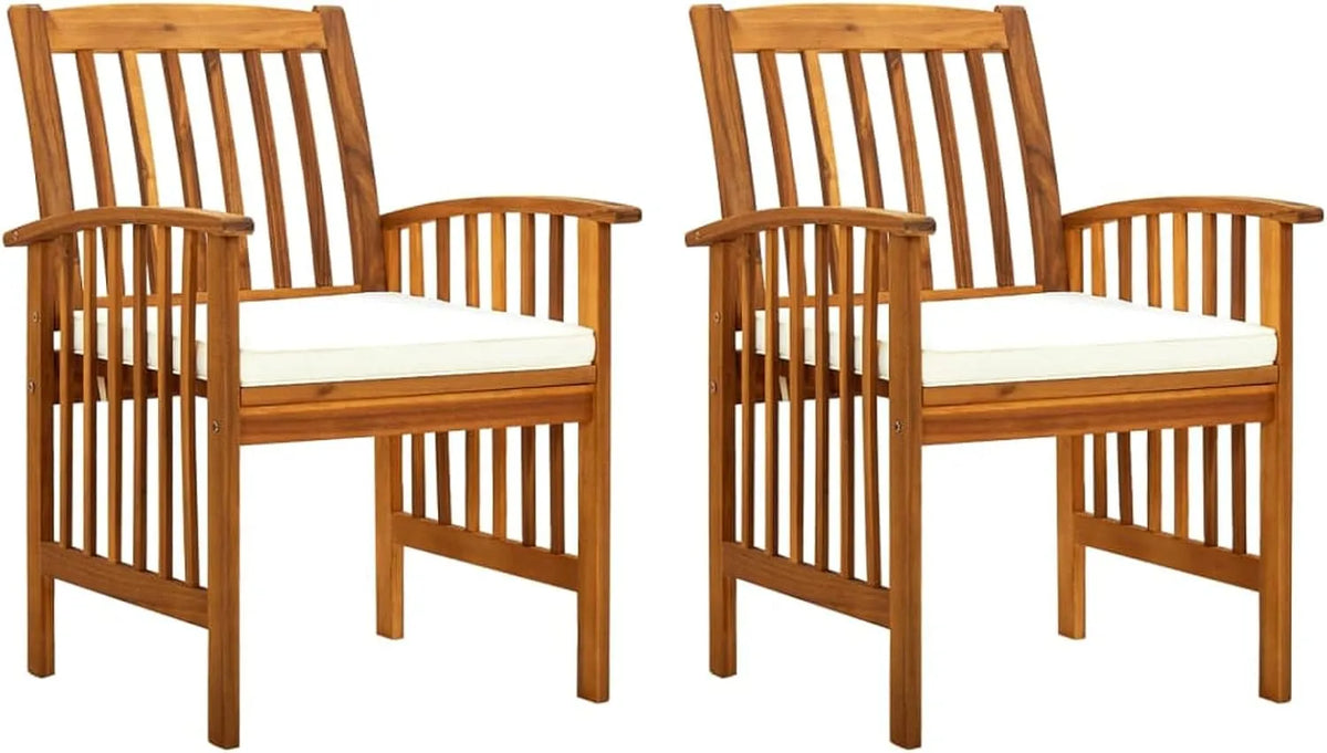 Chaise: en bois, avec coussins, Lot de 2, en bois massif