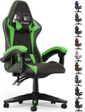 Bureau et table informatique: pour enfant, en cuir, avec coussins, pour gaming, vert, réglable