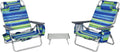 COSTWAY Chaise de jardin et fauteuil de terrasse: réglable, en aluminium, Lot de 2, 136 KG, bleu, inclinable