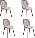 Chaise – à motifs, en métal, avec poignée, Lot de 4, beige