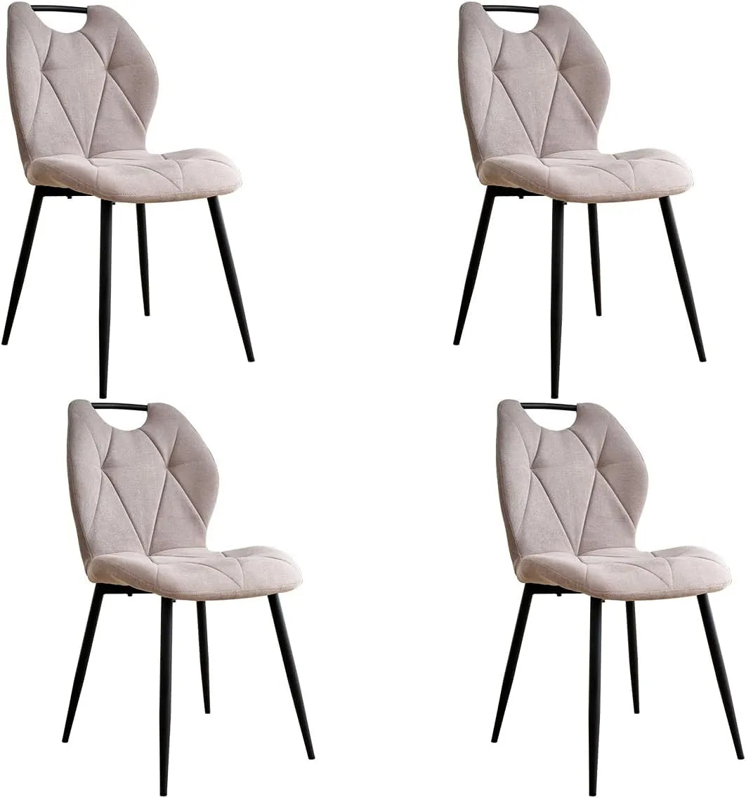 Chaise – à motifs, en métal, avec poignée, Lot de 4, beige