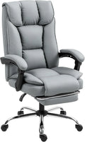 HOMCOM Executive Office Chair with Footrest – inclinable, usage à domicile, noir, revêtement en cuir