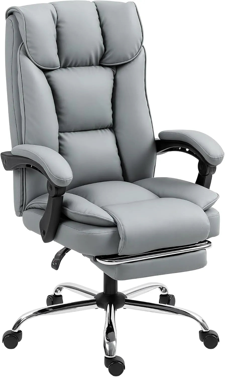 HOMCOM Executive Office Chair with Footrest – inclinable, usage à domicile, noir, revêtement en cuir