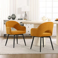 Chaise: avec accoudoirs, Lot de 2, jaune, revêtement en velours