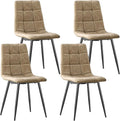 Chaise — en métal, revêtement en tissu, Lot de 4, marron