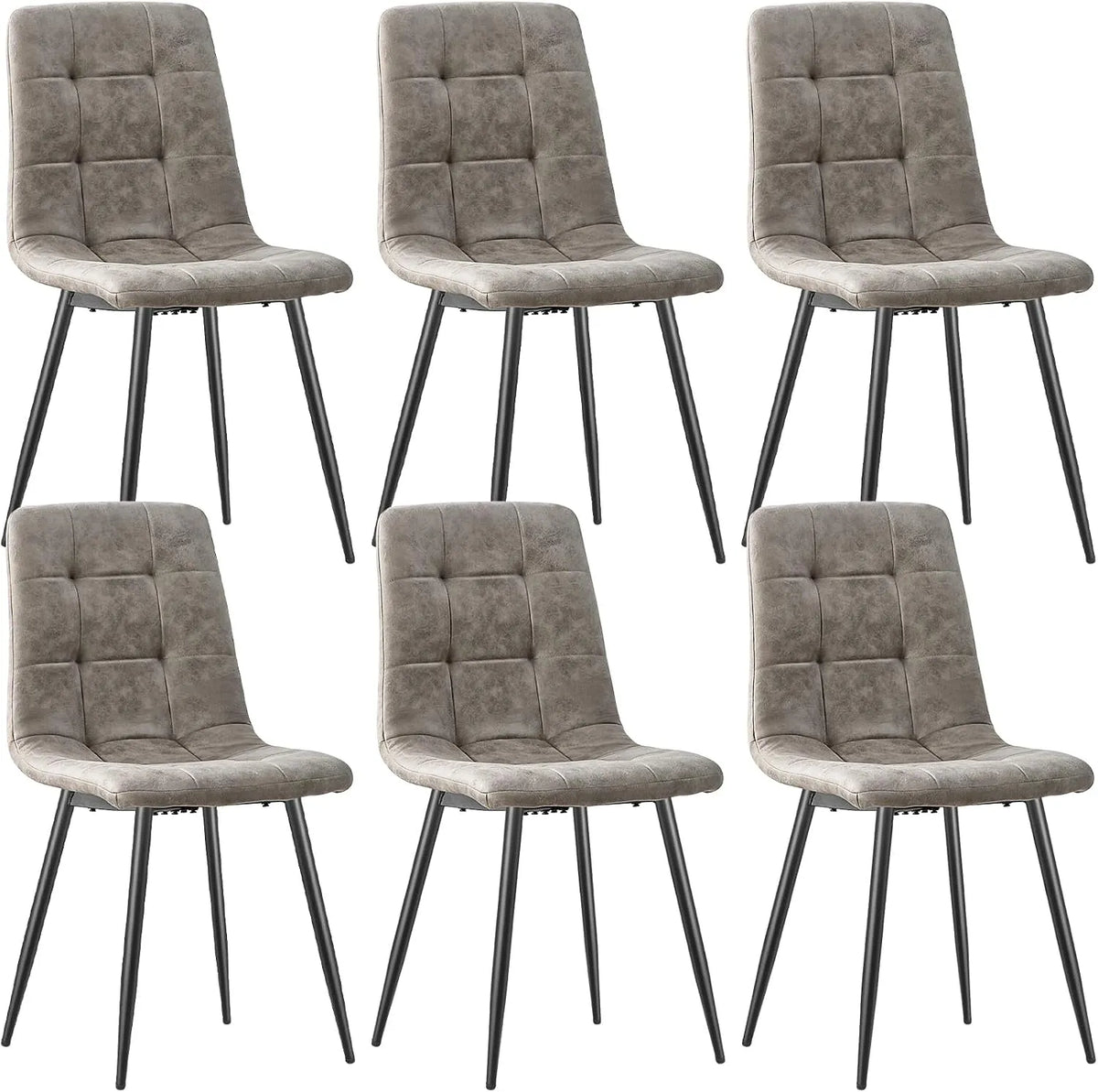 Chaise – en métal, revêtement en tissu, avec dossier, Lot de 6