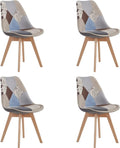 Chaise – revêtement en tissu, en bois, avec coussins, Lot de 4, marron, en bois massif