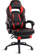 Chaise — en cuir, avec accoudoirs, avec coussins, pour gaming, rouge, inclinable